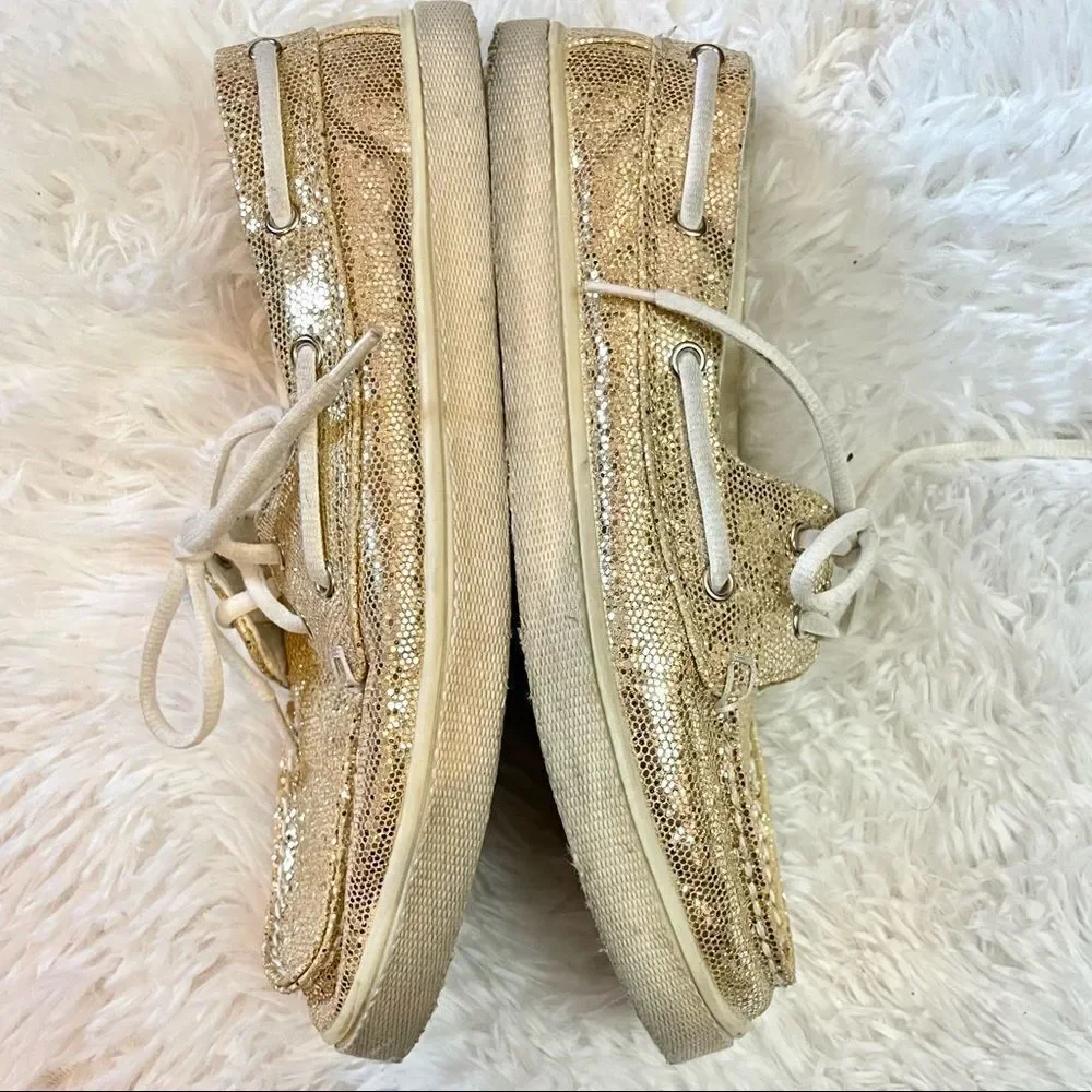 Bongo Edge Gold Glitter Boat Shoes Sneakers Slip On